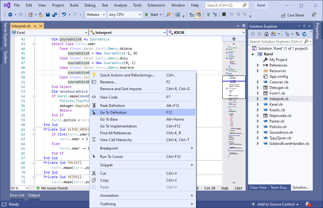 Visual Studio - Pokročilá práce
