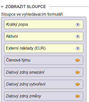 Classlink zobrazit sloupce - Systém ObjectGears