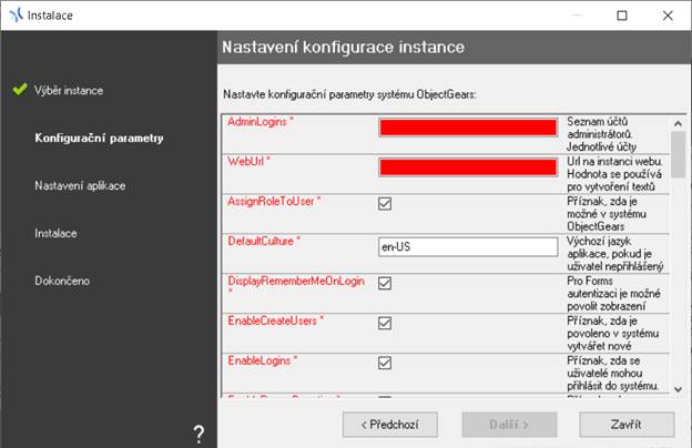 ObjectGears nová instalace – konfigurace - Systém ObjectGears