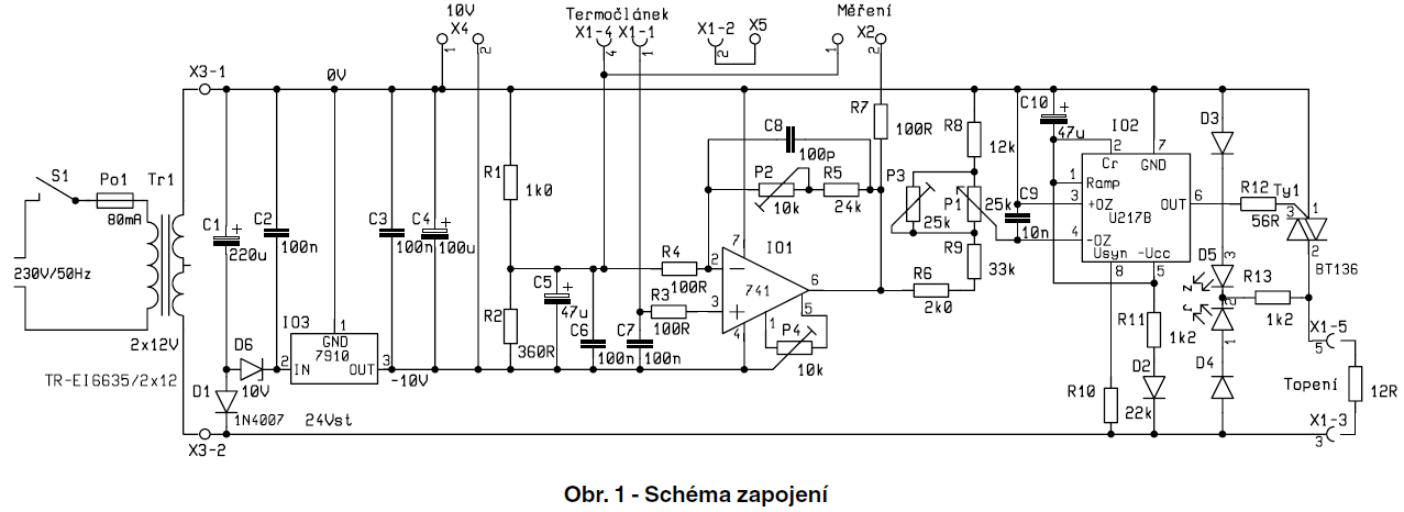 Schéma páječky - Student IT na střední škole