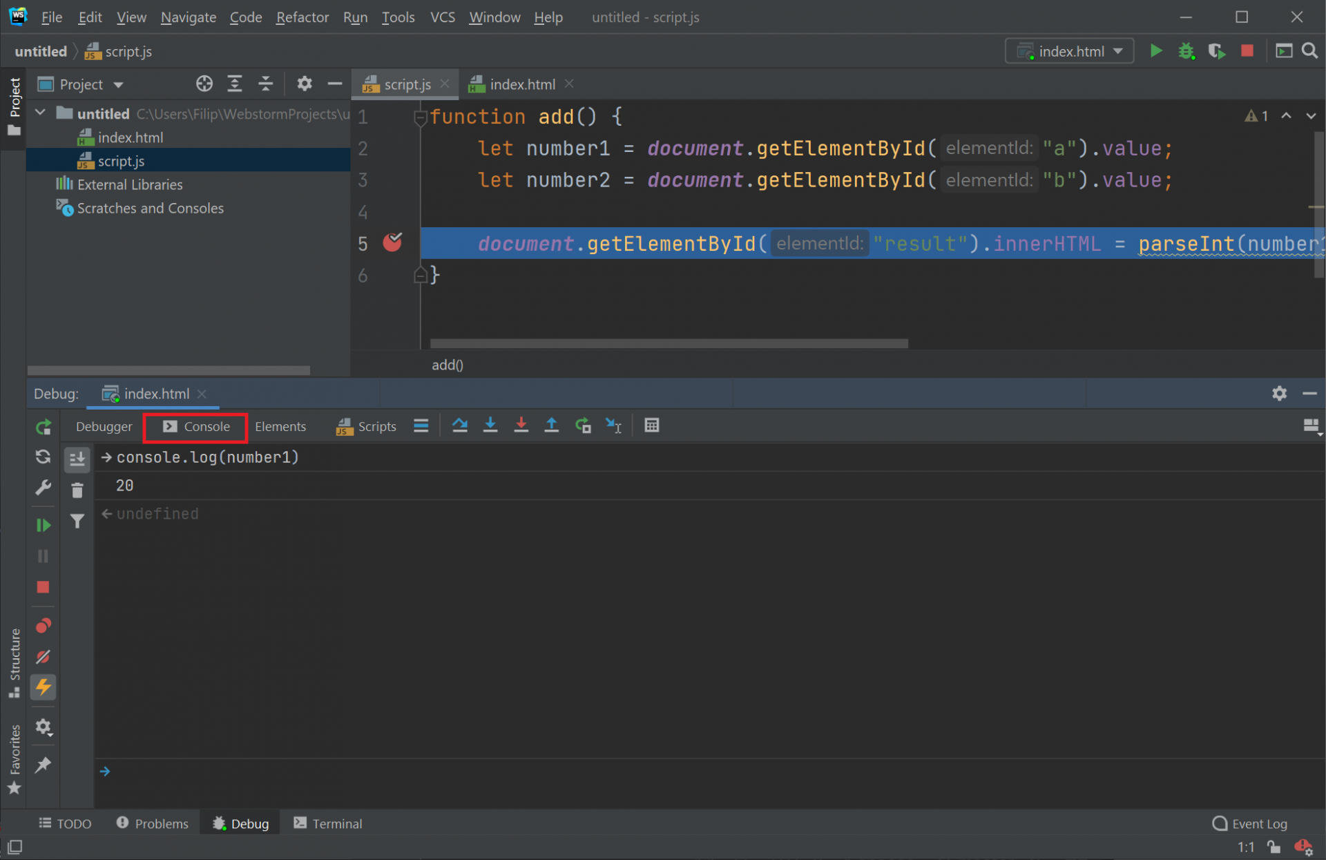 debugkonzolews - Visual Studio Code, WebStorm a debuggování JS