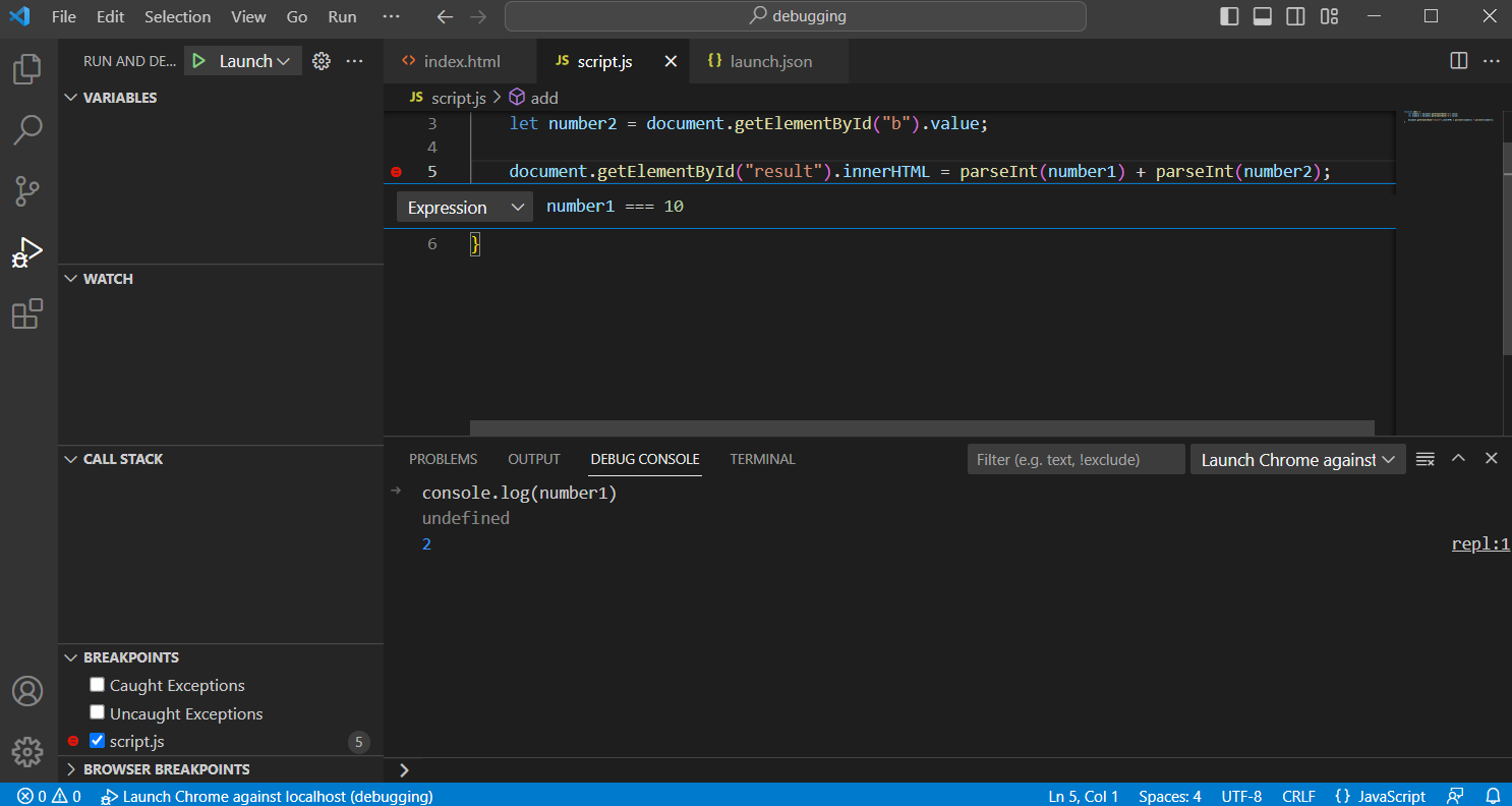 Podmíněný breakpoint - Visual Studio Code, WebStorm a debuggování JS