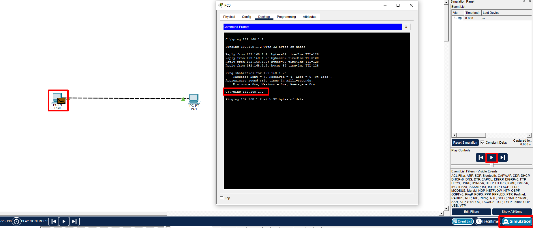 Simulation mode - Provoz počítačových sítí