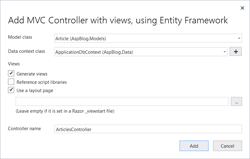 Scaffolded controller v ASP.NET Core MVC - Základy ASP.NET Core MVC