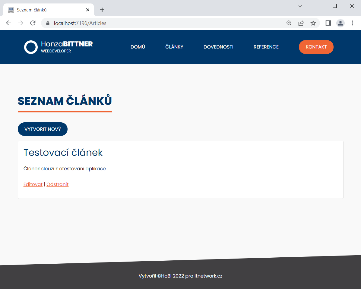 Seznam článků v ASP.NET Core MVC - Základy ASP.NET Core MVC
