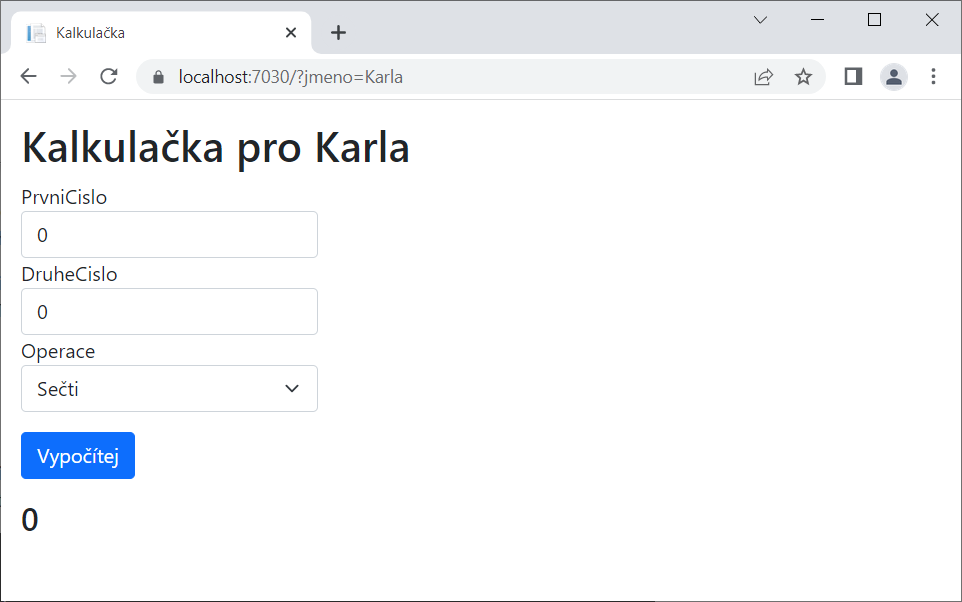 Kalkulačka s věnováním v ASP.NET MVC - Základy ASP.NET Core MVC