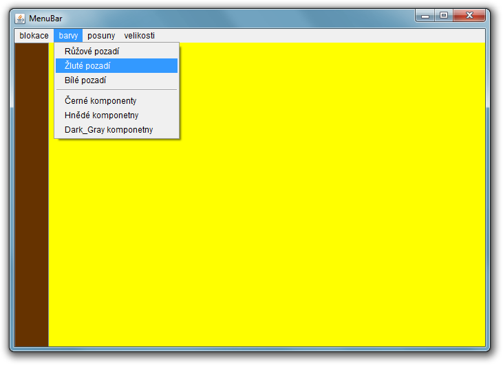 MenuBar v Javě - Swing - Okenní aplikace v Javě