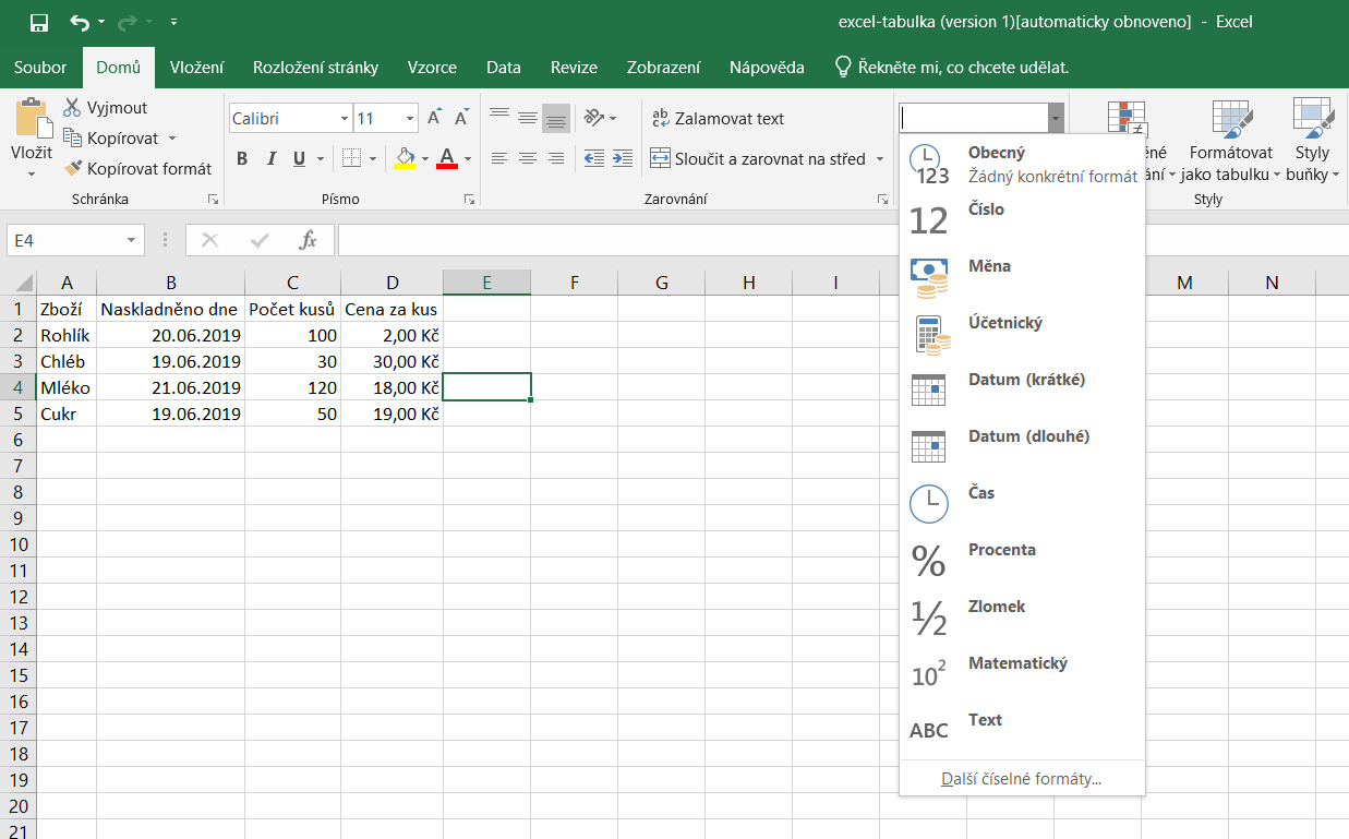Nastavení formátu buňky v Excelu - Microsoft Office