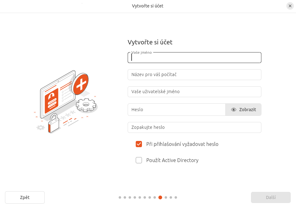 Vytvoření účtu v rámci instalace Ubuntu - Základy Linuxu