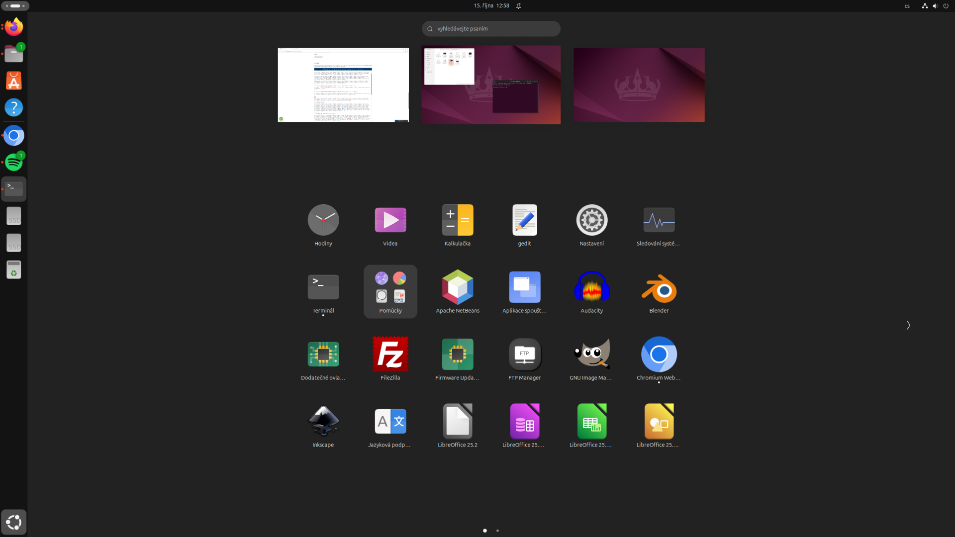 Zobrazení pracovních ploch a aplikací v Ubuntu - Základy Linuxu