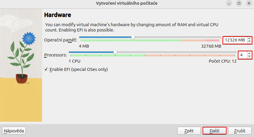 Nastavení paměti a procesoru - Základy Linuxu