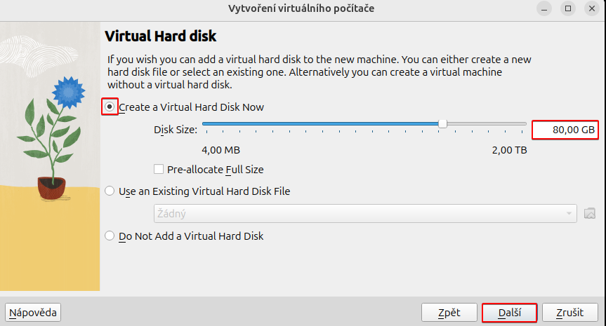 Vytvoření virtuálního disku - Základy Linuxu