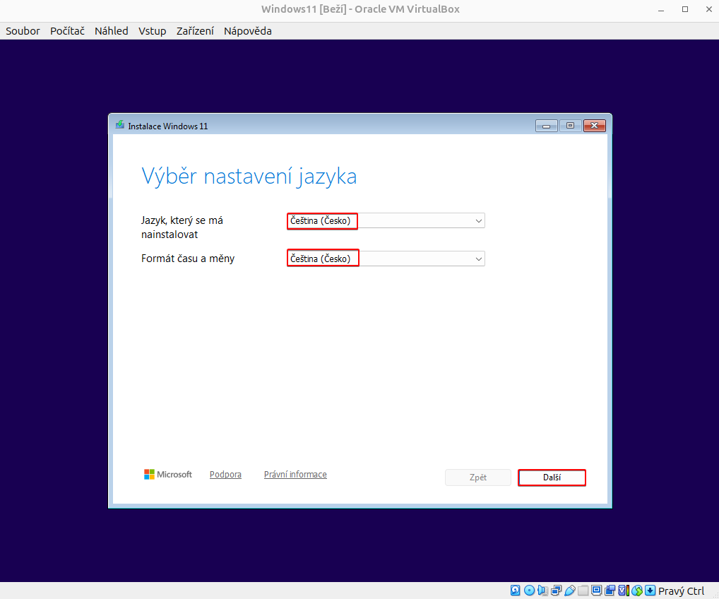 Instalace Windows – výběr jazyka - Základy Linuxu