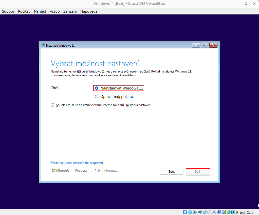 Spuštění instalace Windows - Základy Linuxu