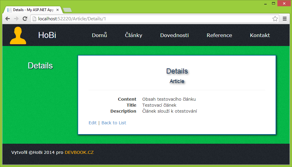 Detail článku v ASP.NET MVC - Základy ASP.NET MVC