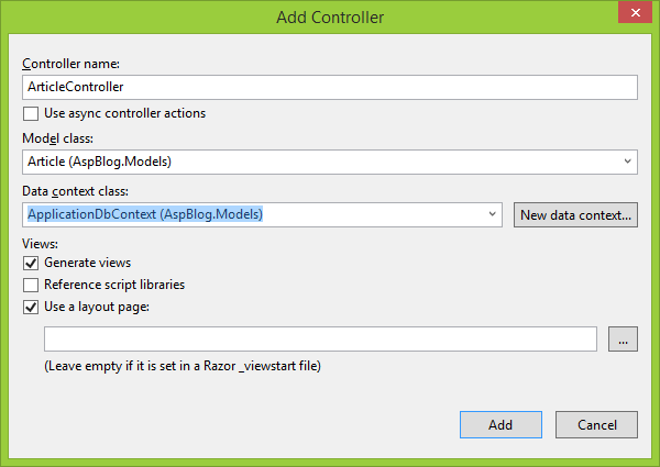 Scaffolded controler v ASP.NET MVC - Základy ASP.NET MVC