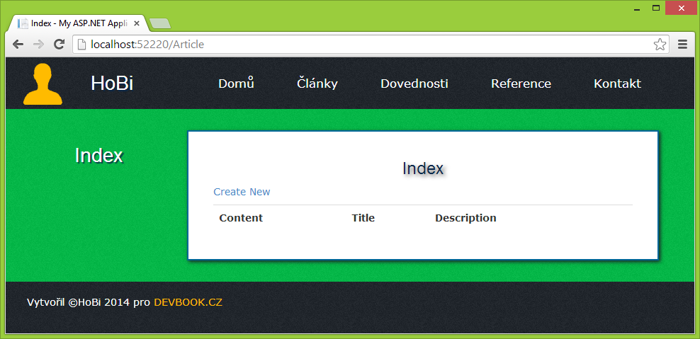 Seznam článků v ASP.NET MVC - Základy ASP.NET MVC