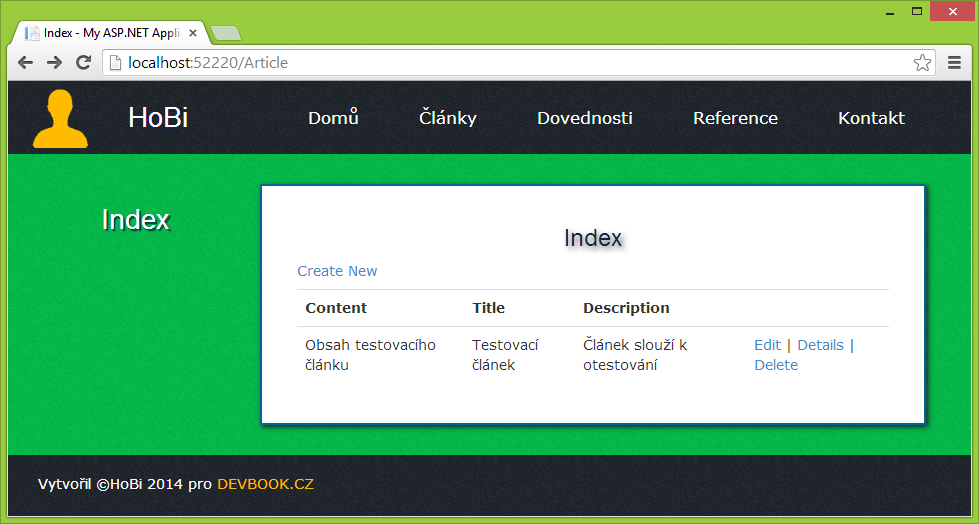Seznam článků v ASP.NET MVC - Základy ASP.NET MVC