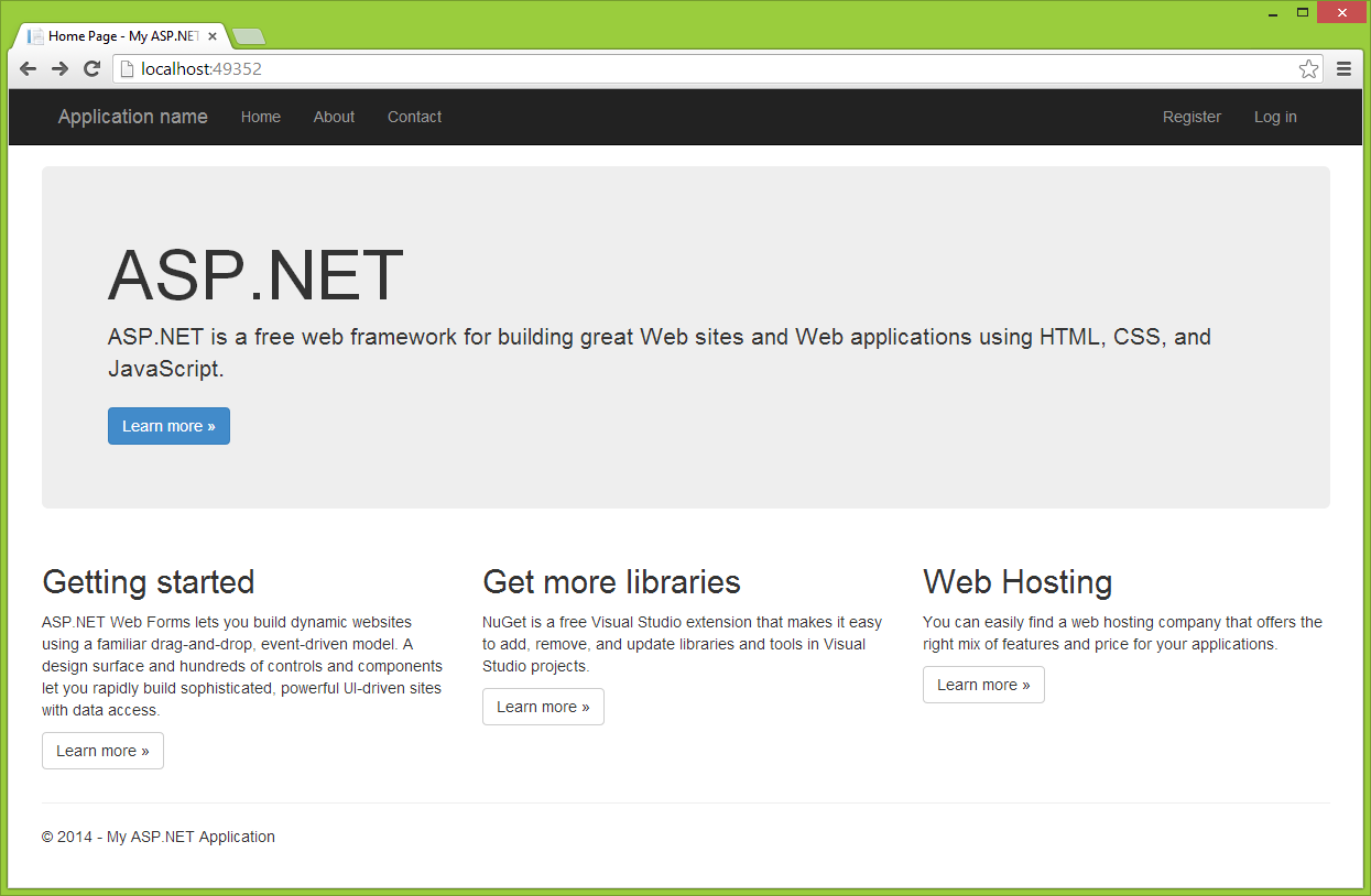 Ukázka template webu v ASP.NET Web Forms - ASP.NET Web Forms - Webové aplikace v C#
