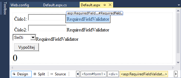 Validátory v ASP.NET WebForms - ASP.NET Web Forms - Webové aplikace v C#