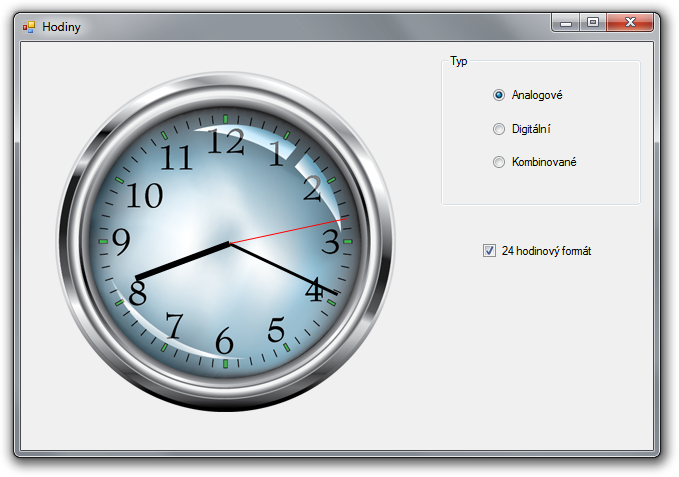 Analogové hodiny v C# .NET WinForms