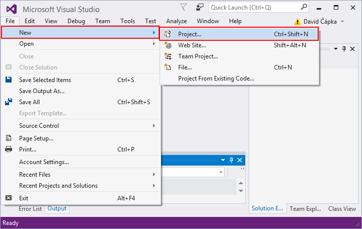 Založení nového projektu ve Visual Studio - Základní konstrukce jazyka Visual Basic (VB.NET)
