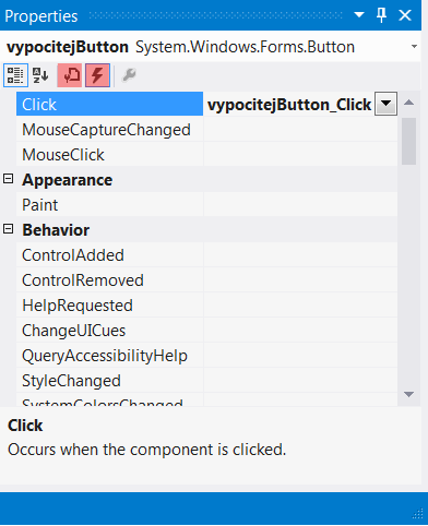 Události ve Visual Studio - Okenní aplikace ve VB.NET Windows Forms