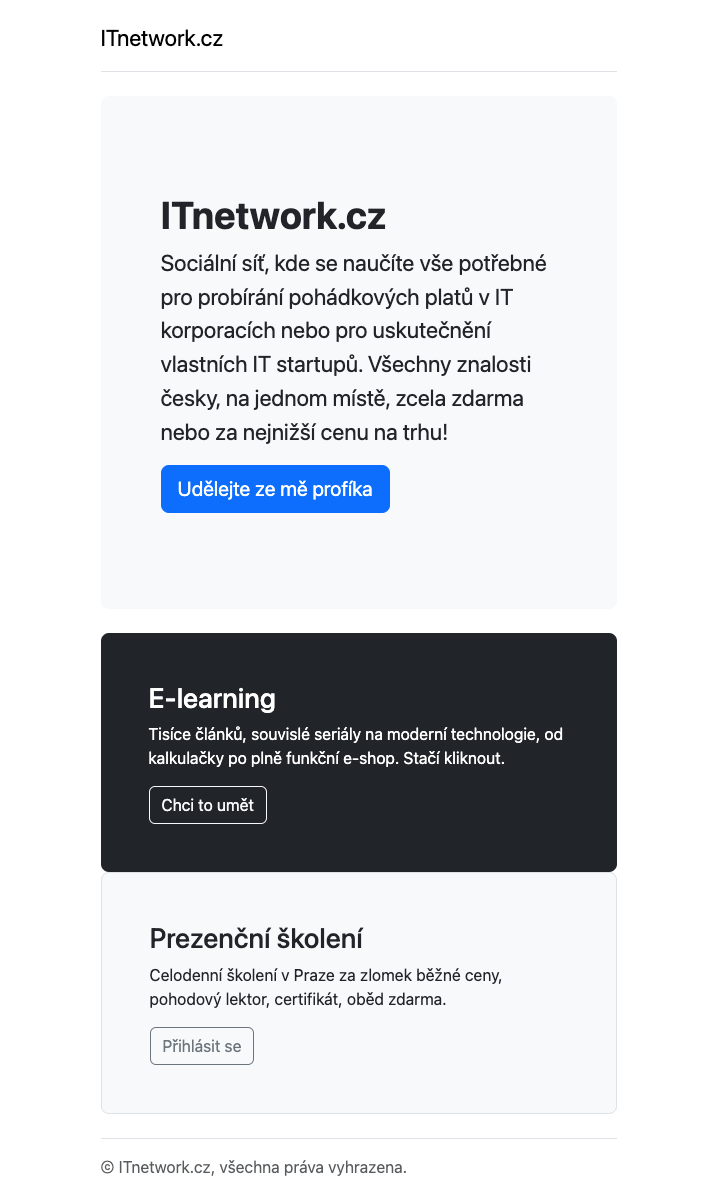 Bootstrap Jumbotron šablona ve velikosti pro mobilní zařízení - Kompletní kurz CSS frameworku Bootstrap