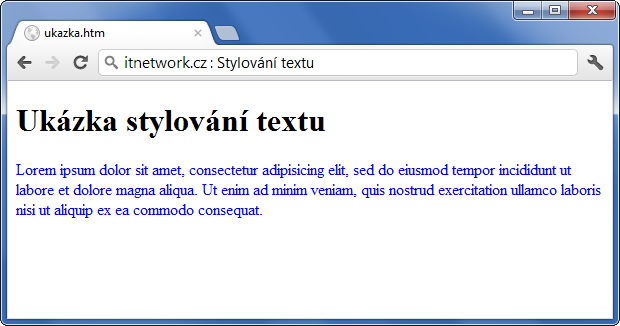 Ukázka ostylování textu přes CSS - Text a písmo - CSS vlastnosti