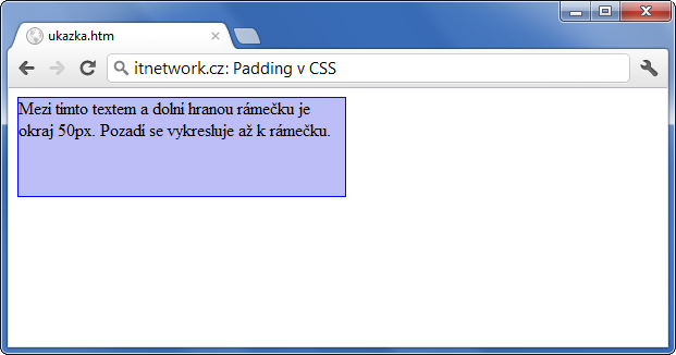 Ukázka ostylování dolního paddingu v CSS - Okraje (margin a padding) - CSS vlastnosti