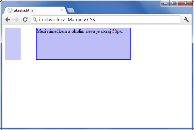 Ukázka ostylování levého okraje okolo elementu v CSS - Okraje (margin a padding) - CSS vlastnosti