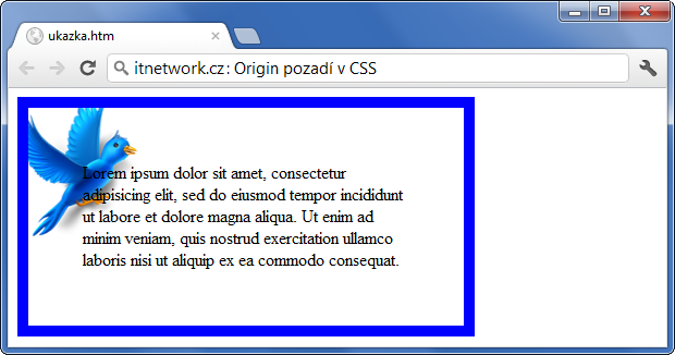 Ukázka změny origin pozadí přes CSS - Pozadí - CSS vlastnosti