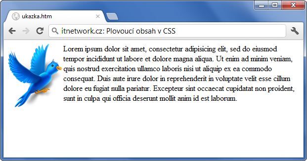 Ukázka plovoucího obsahu v CSS - Pozicování a velikost - CSS vlastnosti