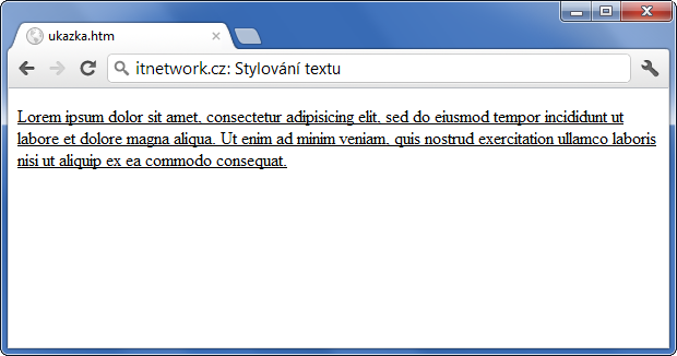 Ukázka podtrženého textu přes CSS - Text a písmo - CSS vlastnosti
