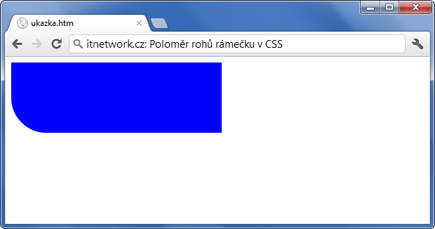 Ukázka nastavení zakulacení levého dolního rohu rámečku přes CSS - Rámeček - CSS vlastnosti