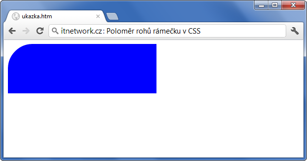 Ukázka nastavení zakulacení levého horního rohu rámečku přes CSS - Rámeček - CSS vlastnosti