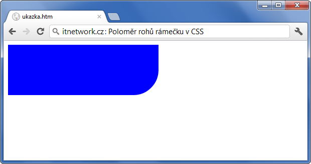 Ukázka nastavení zakulacení pravého dolního rohu rámečku přes CSS - Rámeček - CSS vlastnosti