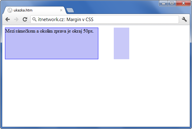 Ukázka ostylování pravého okraje okolo elementu v CSS - Okraje (margin a padding) - CSS vlastnosti