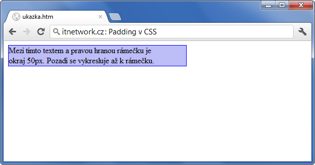 Ukázka ostylování pravého paddingu v CSS - Okraje (margin a padding) - CSS vlastnosti