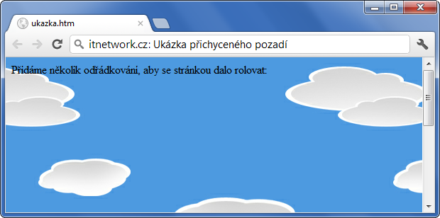 Ukázka přichyceného pozadí přes CSS - Pozadí - CSS vlastnosti