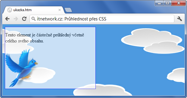 Průhlednost elementu v CSS - Ostatní CSS vlastnosti