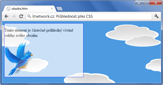 Průhlednost elementu v CSS - Ostatní CSS vlastnosti