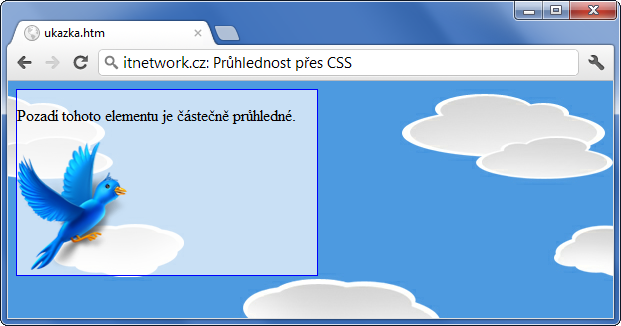 Průhlednost pozadí elementu v CSS - Ostatní CSS vlastnosti
