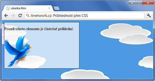 Průhlednost pozadí elementu v CSS - Ostatní CSS vlastnosti