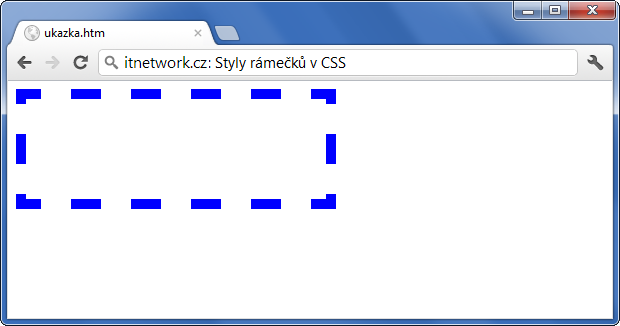 Ukázka rámečku dashed přes CSS - Rámeček - CSS vlastnosti