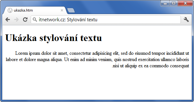 Ukázka ostylování směru textu přes CSS - Text a písmo - CSS vlastnosti