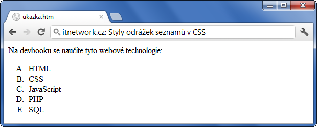 Styl odrážek seznamu v CSS - Seznamy a tabulky - CSS vlastnosti