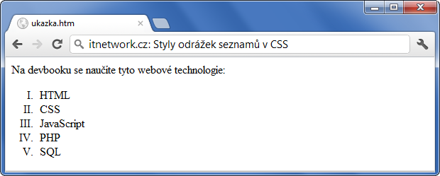 Styl odrážek seznamu v CSS - Seznamy a tabulky - CSS vlastnosti