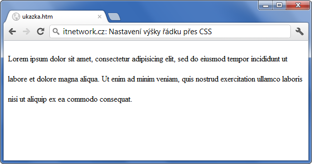 Ukázka ostylování výšky řádku přes CSS - Text a písmo - CSS vlastnosti