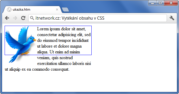 Ukázka zastavení obtékání v CSS - Pozicování a velikost - CSS vlastnosti